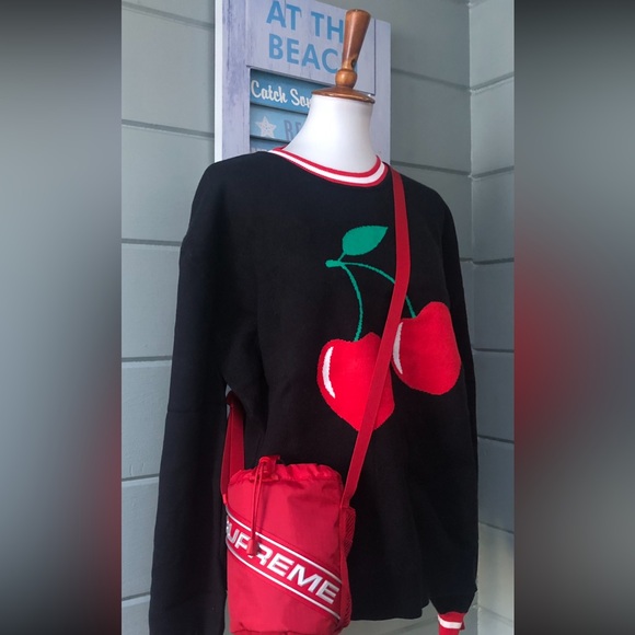 VICI cherry graphic black & red pullover knit crewneck sweater NEW 🎉SALE - Picture 16 of 16